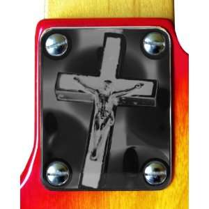  Candle Lit Crucifix Chrome Engraved Neck Plate: Musical 