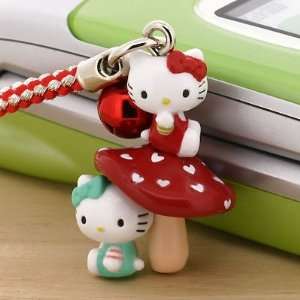  Sanrio Hello Kitty with Mushroom Netsuke Cell Phone Strap 