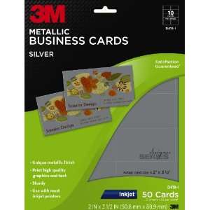  3M Business Cards, Metallic, Silver, 2 x 3 1/2 Inches 
