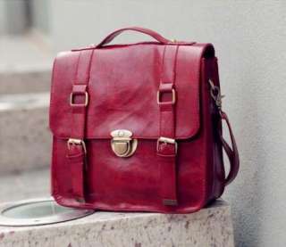 Rot Damen fashion vintage Schultasche Aktentasche Schultertasche Bag 2 