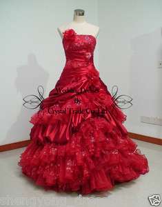 New Red Wedding dress Ball gown prom Quinceanera dresses US size4 6 8 
