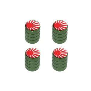 Japan Flag   Rising Sun Tire Rim Valve Stem Caps   Green
