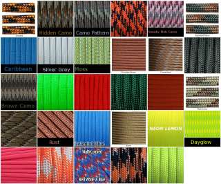 550 paracord Mil Spec Type III 7 Strand 100 several colors  