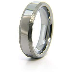  6mm Flat Tungsten Ring with Beveled Stone Edges Jewelry