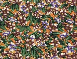 Quilt Quilting Fabric Bed Breakfast Floral Yellow Purple Green Cotton 