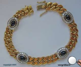 Goldarmbänder Safirarmband 18kt 750 Gold Armband Panzerarmband Damen 