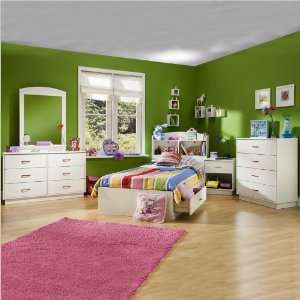   Logik Kids Pure White Twin Wood Mates Storage Bed 4 Piece Bedroom Set