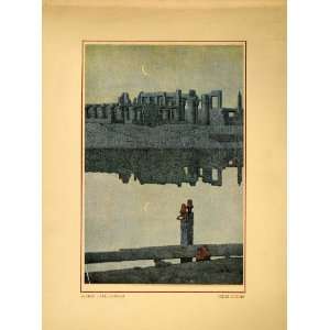  1914 Jules Guerin Sacred Lake Karnak Temple Egypt Print 