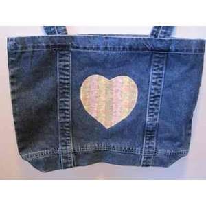  Heavy Duty Denim Tote Bag with Quilted Heart Everything 