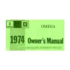  1974 OLDSMOBILE OMEGA Owners Manual User Guide Automotive