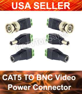 Pair COAX CAT5 BNC Video and Power Balun Transceiver  
