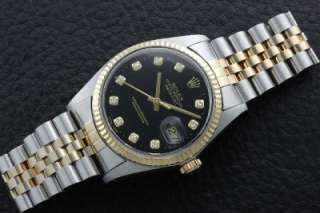 Rolex Mens 18K/SS Datejust 16013 Diamond Dial Watch Quick Set  