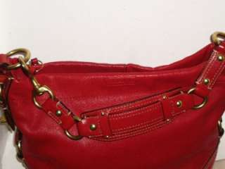COACH Auth Gorgeous Red Leather Carly Duffle Hobo Shoulder Bag #10615 