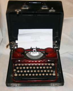 1934 ROYAL PORTABLE TYPEWRITER RED USED TO WRITE TWO NO  