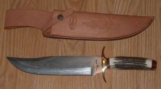 DAMASCUS CLASSIC BOWIE KNIFE with STAG HANDLE knives  