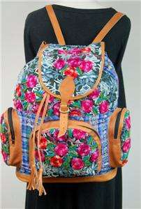 HANDMADE MEXICAN BACKPACK COLOR EMBROIDERY FLORAL TOTE BAG PURSE 