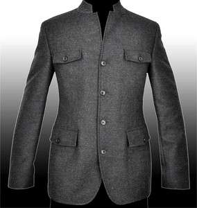 HUGO BOSS Gray Nehru Military Style Cashmere Wool Fall Jacket Coat 