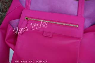 Auth Celine 2012 Resort Pink Horizontal Leather Cabas Luggage Tote Bag 