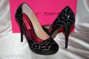NIB BETSEY JOHNSON Black Cheetah WILLOW Heel 8.5 $150  
