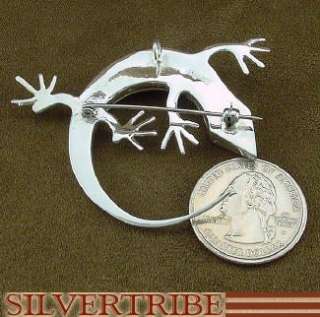 Apple Coral & Sterling Silver Gecko Pin Pendant Jewelry  
