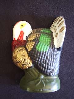 Vintage Plastic Turkey Thanksgiving Hand painted deco  