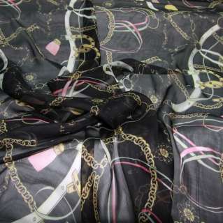 100% pure silk sheer chiffon 3 patterns  black by yard  
