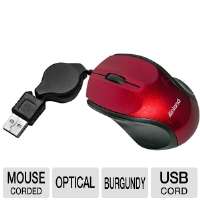 Click to view Inland 07048 Mini Retractable Mouse   USB, Burgundy