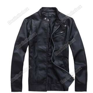 Korea Men Slim Fit Designed PU Leather Coat Jacket New  