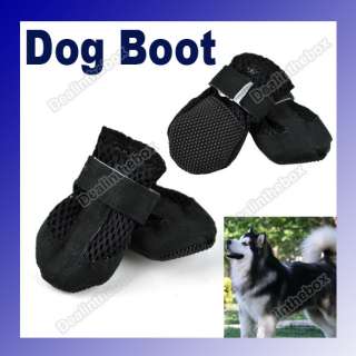New Pet Dog Boot Shoes Air Holes Black Suede Synthetic  