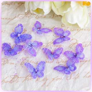 50 Purple Stocking Butterfly Wedding Decorations 3x2cm  