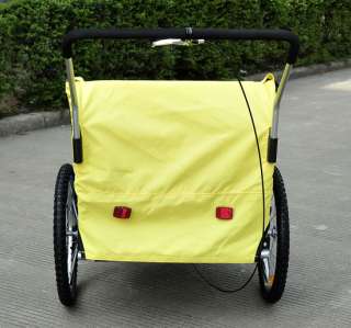   2IN1 DOUBLE KIDS BABY BIKE BICYCLE TRAILER STROLLER JOGGER Yellow Blue
