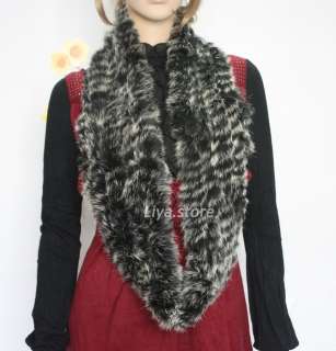   rabbit fur winter knit scarf wrap shawl collar neck warmers  
