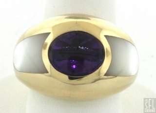 MAUBOUSSIN PARIS HEAVY 18K GOLD 2.0CT AMETHYST/MOTHER OF PEARL 