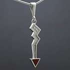 Ray Tracey One Stone Inlay Red Coral Arrow Pendant