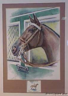 1953 Harold Breul Signed Watercolor Rodeo Race Horse  