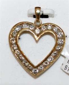 Diamond Heart 1.00ct 14K Yellow Gold pendant Round diam  