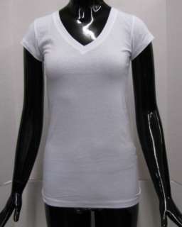 Tee cap sleeve V neck black white ACTIVE BASIC 8450 NWT cotton spandex 