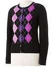   Misses 100% CASHMERE Soft Cardigan Long Sleeve Sweater Pink Argyle