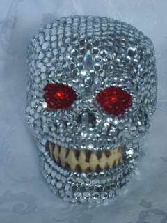 Hand Made Rinestone Covered Skull OOAK Halloween SCARY  