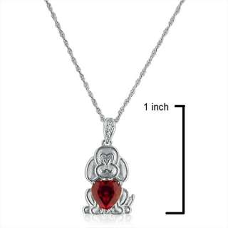 1ct Created Ruby 3 Genuine Diamonds 18 Sterling Silver Chain 3.5 