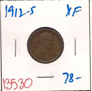 1912 S Lincoln Wheat One Cent Extra Fine #13530+  