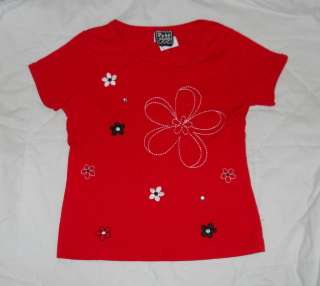 Girls Size S 7/8 Pogo Club of NY Red Flowers T Shirt  