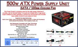 NEW XBLADE BLACK ATX PC GAMING TOWER COMPUTER CASE & 500W PSU WINDOW X 