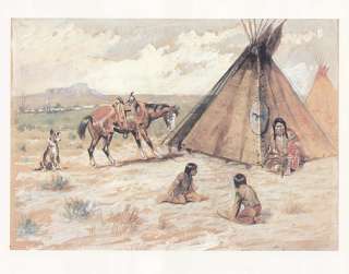 CHARLES RUSSELL print Indian family JOY OF LIFE  