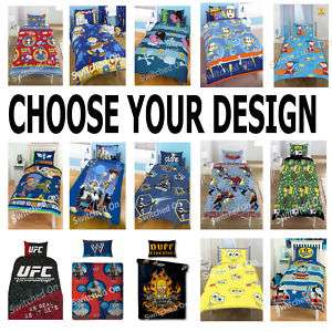   OFFICIAL CHARACTER DUVET COVER   VARIOUS SINGLE DESIGNS