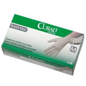  Curad PF Stretch Synthetic Vinyl Exam Gloves   Medium, 100 