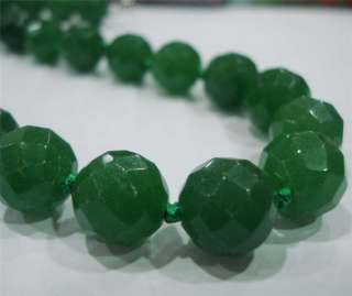 Stunning!12mm Green Emerald Faceted Round Necklace 18  