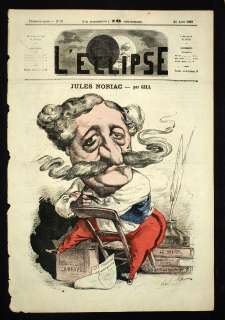   JULES NORIAC ECRIVAIN FUMEUR DE CIGARE Caricature 1869