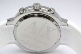 New Armani Exchange Women Chronograph White Out Rubber Band Crystal 
