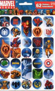 Marvel HEROES foldover STICKERS Party Favors (62 ct) 067901241673 